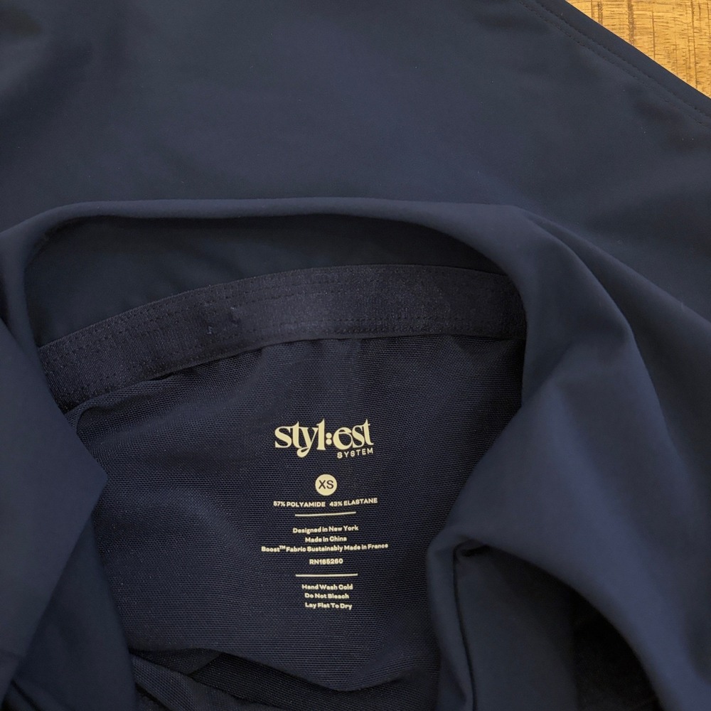 Stylest Dreamsculpt Tank One Piece Swimsuit XS Square Navy Modest Support NWOT - Picture 6 of 10